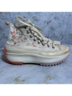 Converse Run Star Hike Womens Size 8.5 Shoes Ivory Floral Platform High Sneakers